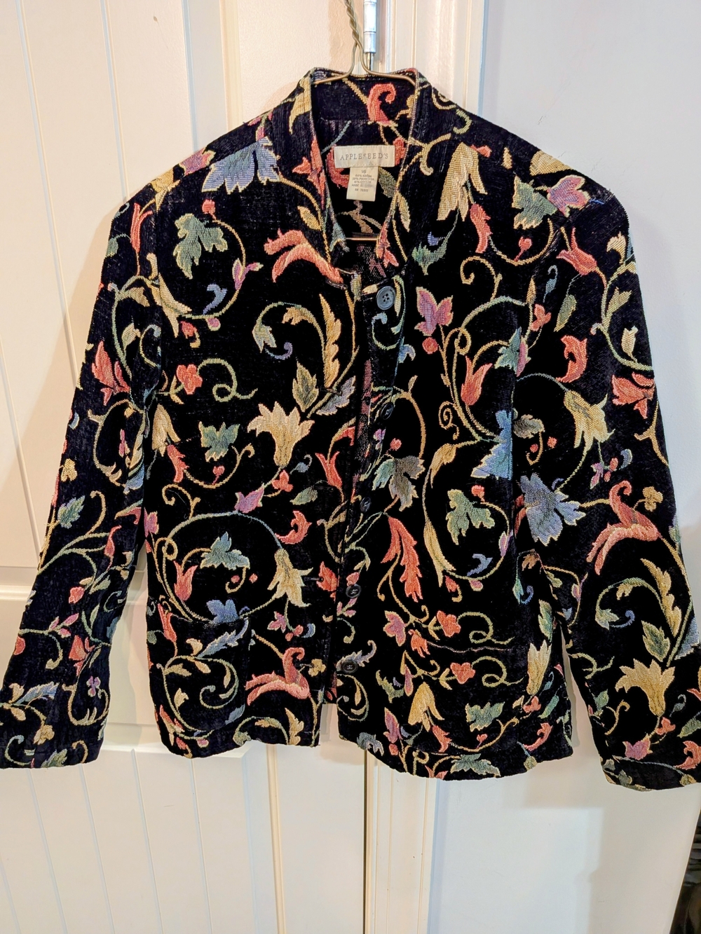 Appleseed's Size 16 Floral Tapestry Jacquard Jacket/Blazer Button Frint